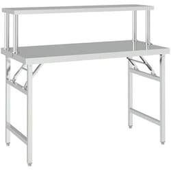 vidaXL Table de travail de cuisine avec étagère 120x60x115 cm Inox