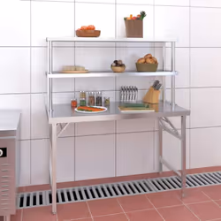 Cette table de travail robuste avec étagère est fabriquée en acier inoxydable, offrant la surface de travail parfaite pour un ...