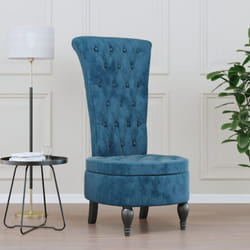 Vidaxl - Chaise à dossier haut bleu velours conception de bouton