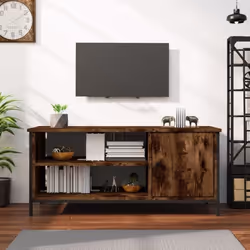 vidaXL Meuble TV chêne fumé 100x40x45 cm bois d'ingénierie