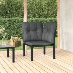 Chaise d'angle de jardin avec coussins noir/gris résine tressée Vidaxl