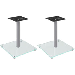 vidaXL Supports de haut-parleurs 2 pcs argenté verre trempé 1 pilier