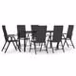 vidaXL Ensemble à manger de jardin 7 pcs Noir Résine tressée