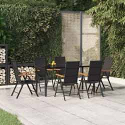 vidaXL Ensemble à manger de jardin 7 pcs Noir et marron Résine tressée