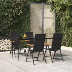 vidaXL Ensemble à manger de jardin 5 pcs Noir et marron Résine tressée