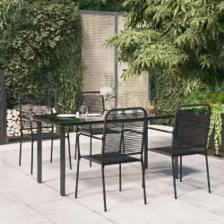 vidaXL Ensemble à manger de jardin 5 pcs Noir Corde de coton et acier