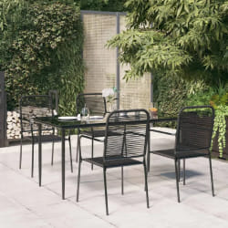 vidaXL Ensemble à manger de jardin 5 pcs Noir Corde de coton et acier