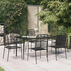 vidaXL Ensemble à manger de jardin 7 pcs Noir Corde de coton et acier