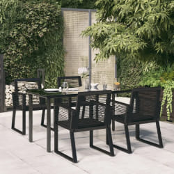 vidaXL Ensemble à manger de jardin 5 pcs Noir Rotin PVC