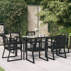 Vidaxl - Ensemble à dîner de jardin 7 pcs Noir Rotin pvc