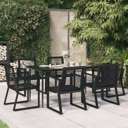 Ensemble à dîner de jardin 7 pcs Noir Rotin PVC