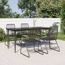 vidaXL Ensemble à manger de jardin 5 pcs Noir Rotin PVC