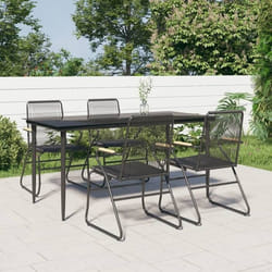 vidaXL Ensemble à manger de jardin 5 pcs Noir Rotin PVC