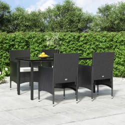 vidaXL Ensemble à manger de jardin avec coussins 5 pcs Noir
