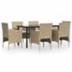 vidaXL Ensemble à manger de jardin coussins 7 pcs Beige/noir