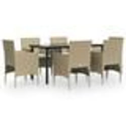 vidaXL Ensemble à manger de jardin coussins 7 pcs Beige/noir