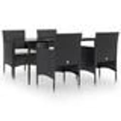 vidaXL Ensemble à manger de jardin avec coussins 5 pcs Noir