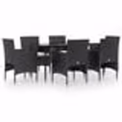 vidaXL Ensemble à manger de jardin avec coussins 7 pcs Noir