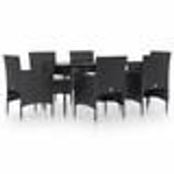 vidaXL Ensemble à manger de jardin avec coussins 7 pcs Noir