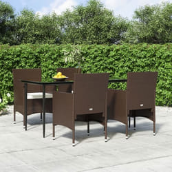 vidaXL Ensemble à manger de jardin coussins 5 pcs Marron/noir