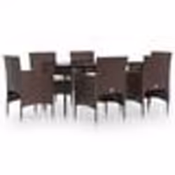 vidaXL Ensemble à manger de jardin coussins 7 pcs Marron/noir