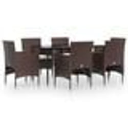 vidaXL Ensemble à manger de jardin coussins 7 pcs Marron/noir