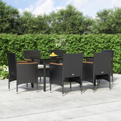Vidaxl - Mobilier de salle à manger de jardin avec coussins 7 pcs Noir