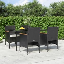 vidaXL Ensemble à manger de jardin avec coussins 5 pcs Noir