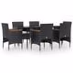 vidaXL Ensemble à manger de jardin avec coussins 7 pcs Noir