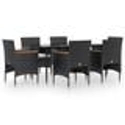 vidaXL Ensemble à manger de jardin avec coussins 7 pcs Noir