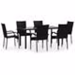 vidaXL Ensemble à manger de jardin 7 pcs Noir Résine tressée