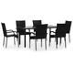 vidaXL Ensemble à manger de jardin 7 pcs Noir Résine tressée