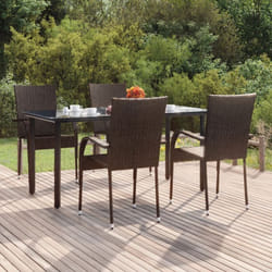 Vidaxl - Ensemble à manger de jardin 5 pcs Marron Résine tressée