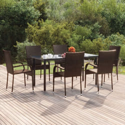 Vidaxl - Ensemble à manger de jardin 7 pcs Marron Résine tressée