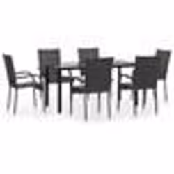 vidaXL Ensemble à manger de jardin 7 pcs Gris Résine tressée