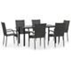 vidaXL Ensemble à manger de jardin 7 pcs Gris Résine tressée