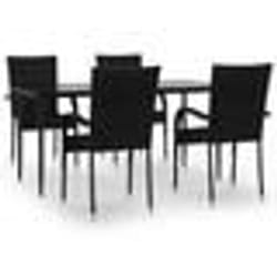 vidaXL Ensemble à manger de jardin 5 pcs Noir Résine tressée