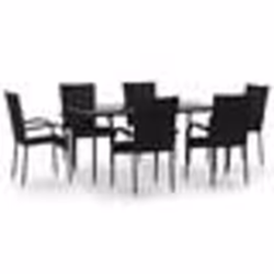vidaXL Ensemble à manger de jardin 7 pcs Noir Résine tressée