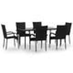 vidaXL Ensemble à manger de jardin 7 pcs Noir Résine tressée