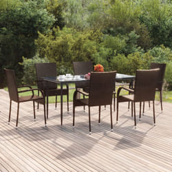Vidaxl - Ensemble à dîner de jardin 7 pcs Marron Résine tressée