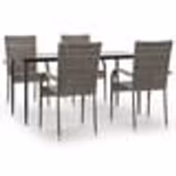 vidaXL Ensemble à manger de jardin 5 pcs Gris Résine tressée