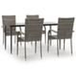 vidaXL Ensemble à manger de jardin 5 pcs Gris Résine tressée