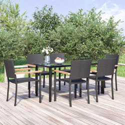 Vidaxl Ensemble À Manger De Jardin 7 Pcs Noir Résine Tressée