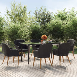 vidaXL Ensemble à manger de jardin avec coussins 7 pcs Noir