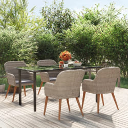 vidaXL Ensemble à manger de jardin et coussins 5 pcs Marron