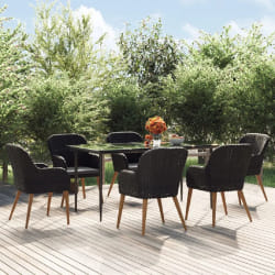 vidaXL Ensemble à manger de jardin avec coussins 7 pcs Noir