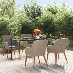 vidaXL Ensemble à manger de jardin et coussins 5 pcs Marron
