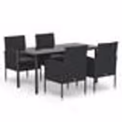 vidaXL Ensemble à manger de jardin coussins 5pcs Noir Résine tressée