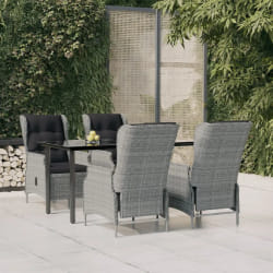 vidaXL Ensemble à manger de jardin 5 pcs Gris clair Résine tressée