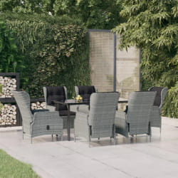 vidaXL Ensemble à manger de jardin 7 pcs Gris clair Résine tressée